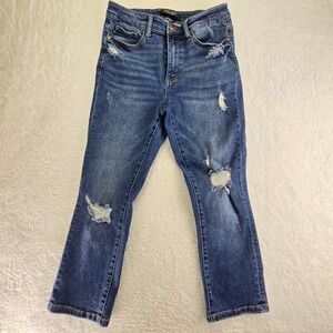 Judy Blue Los Angeles Capri Fit Distressed‎ Denim Jeans Womens Size 9/29 Boho